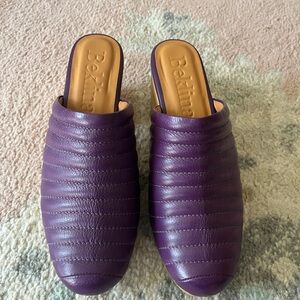 Beklina Purple Quilted Leather Mules Clogs